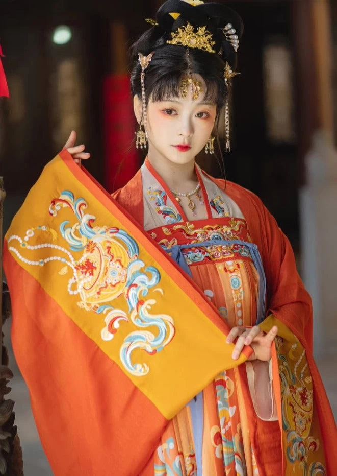 Women Modern Daily Hanfu Tang Chiffon Set Mountain Dream Pattern | HANFUBAO