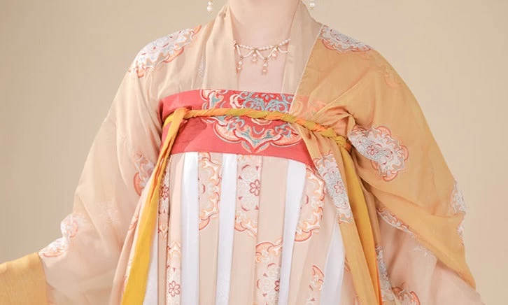 Yushuan | Female Cotton Hanfu Dress Orange Floral