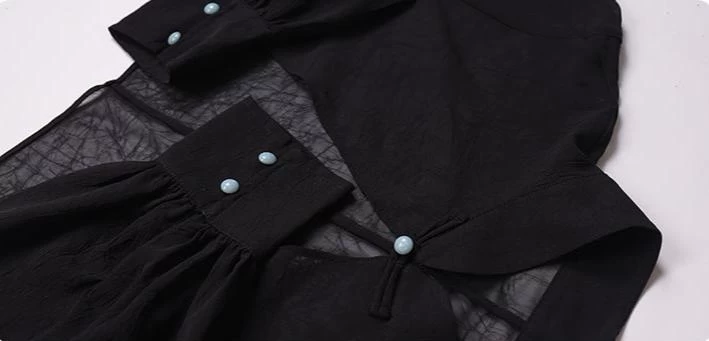 Women Modern 2-Piece Qipao Dress Set Azure Smoke Cotton Blend Daily Wear | HANFUBAO