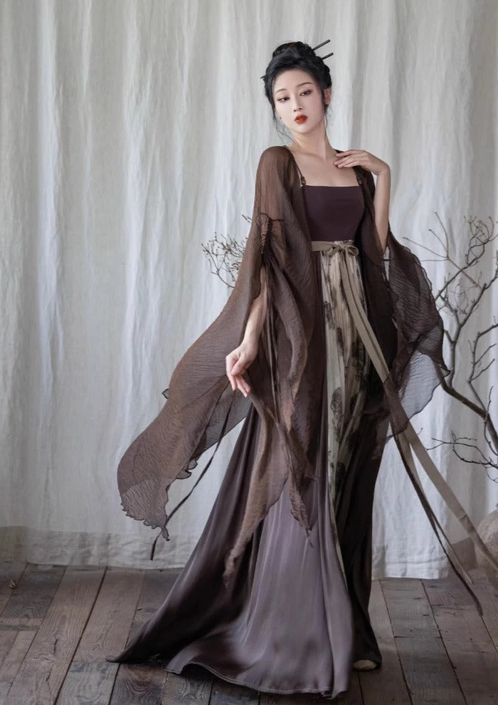 Women Modern Daily Hanfu 2-Piece Oakleaf Butterfly Cotton Set | HANFUBAO