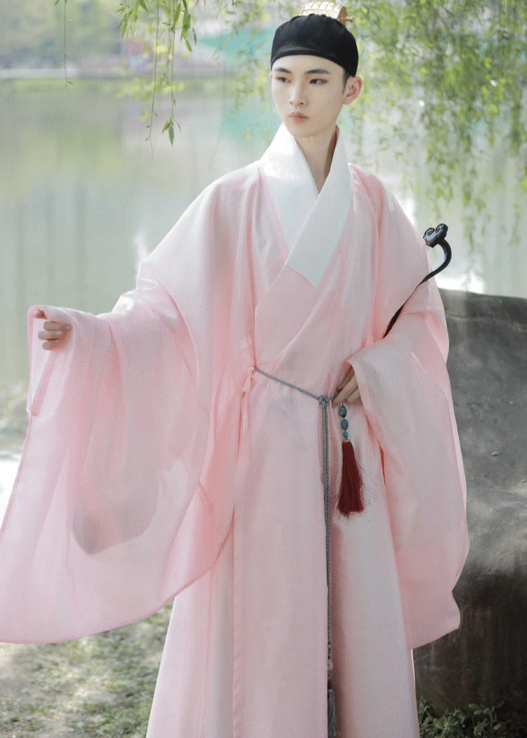 Men Unisex Cotton Blend Modern Hanfu Taoist Robe Black Plus Size | HANFUBAO