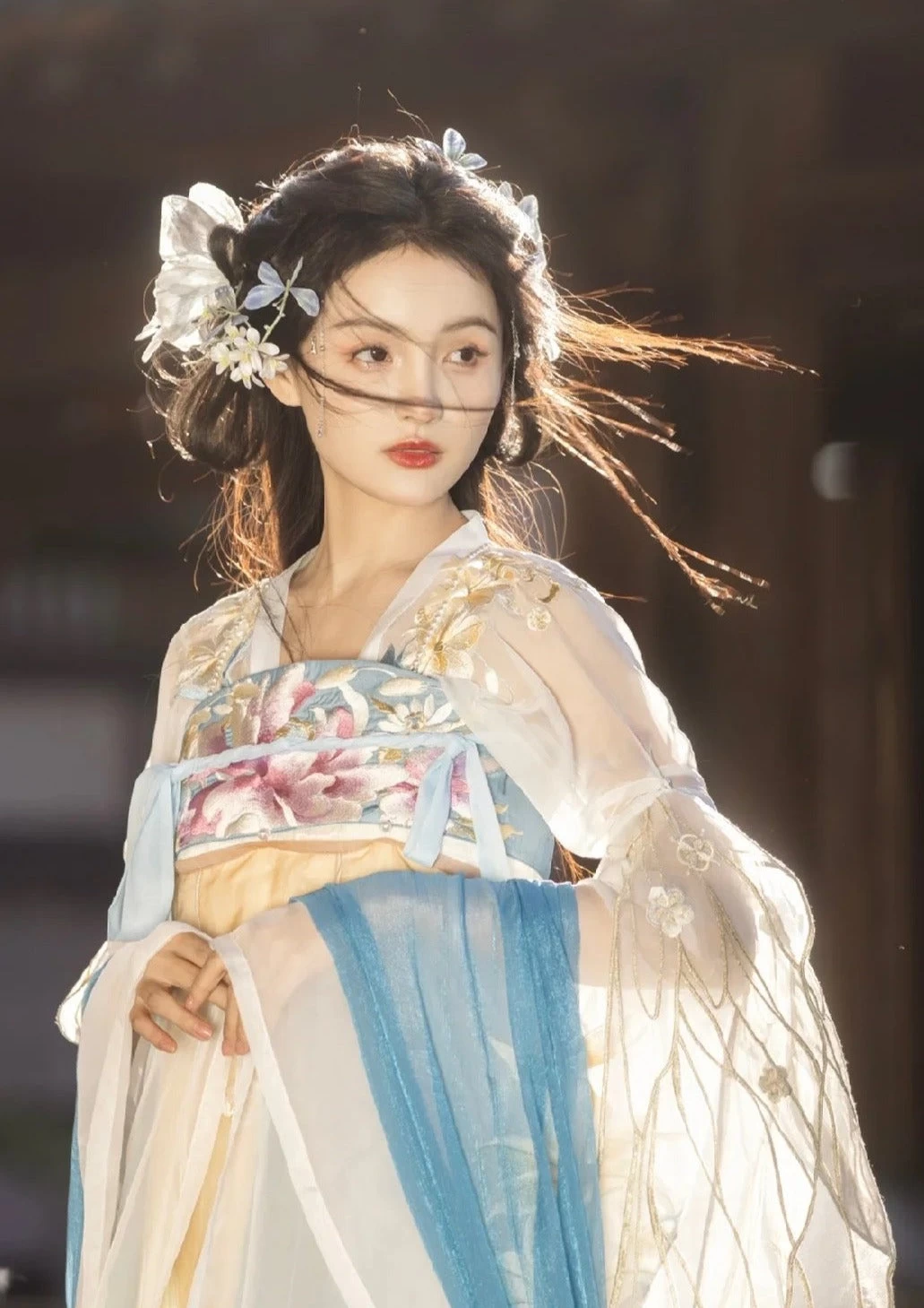 Women Feather Butterfly Hair Clip Faux Pearls Party Hanfu Accessory | HANFUBAO