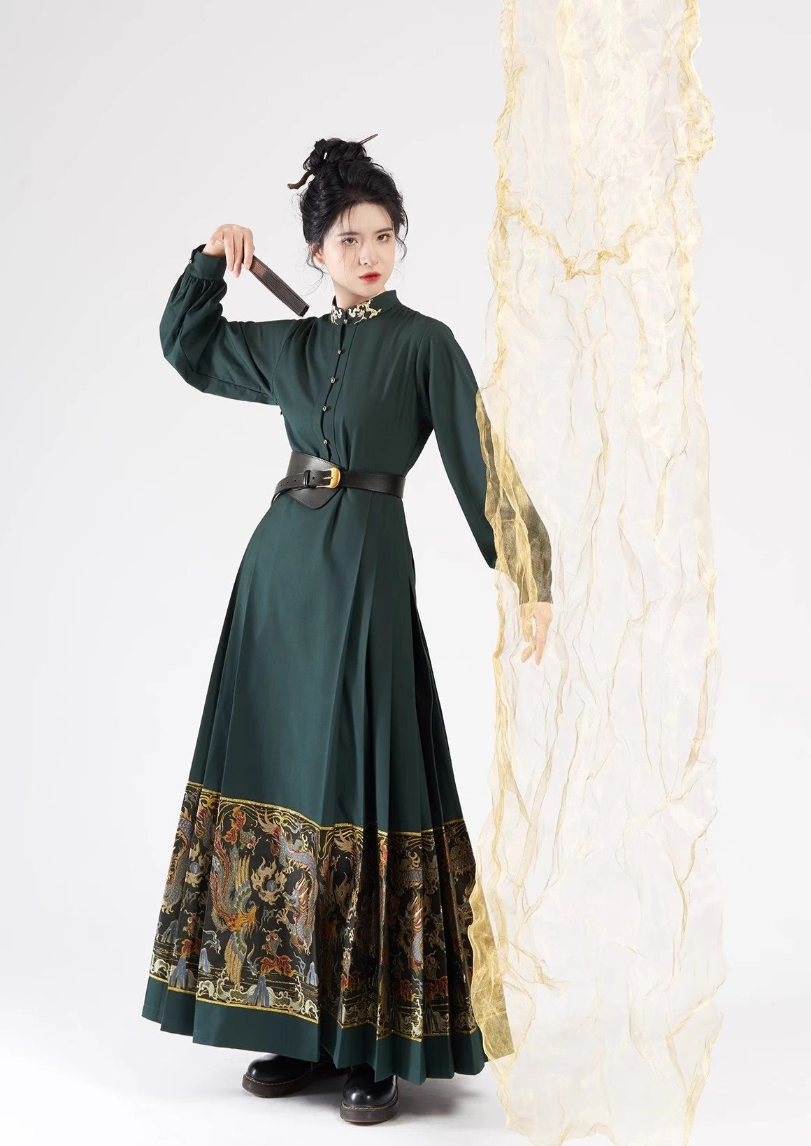 Women Modern Hanfu Dress Cloud Embroidery Daily Wear Plus Size | HANFUBAO