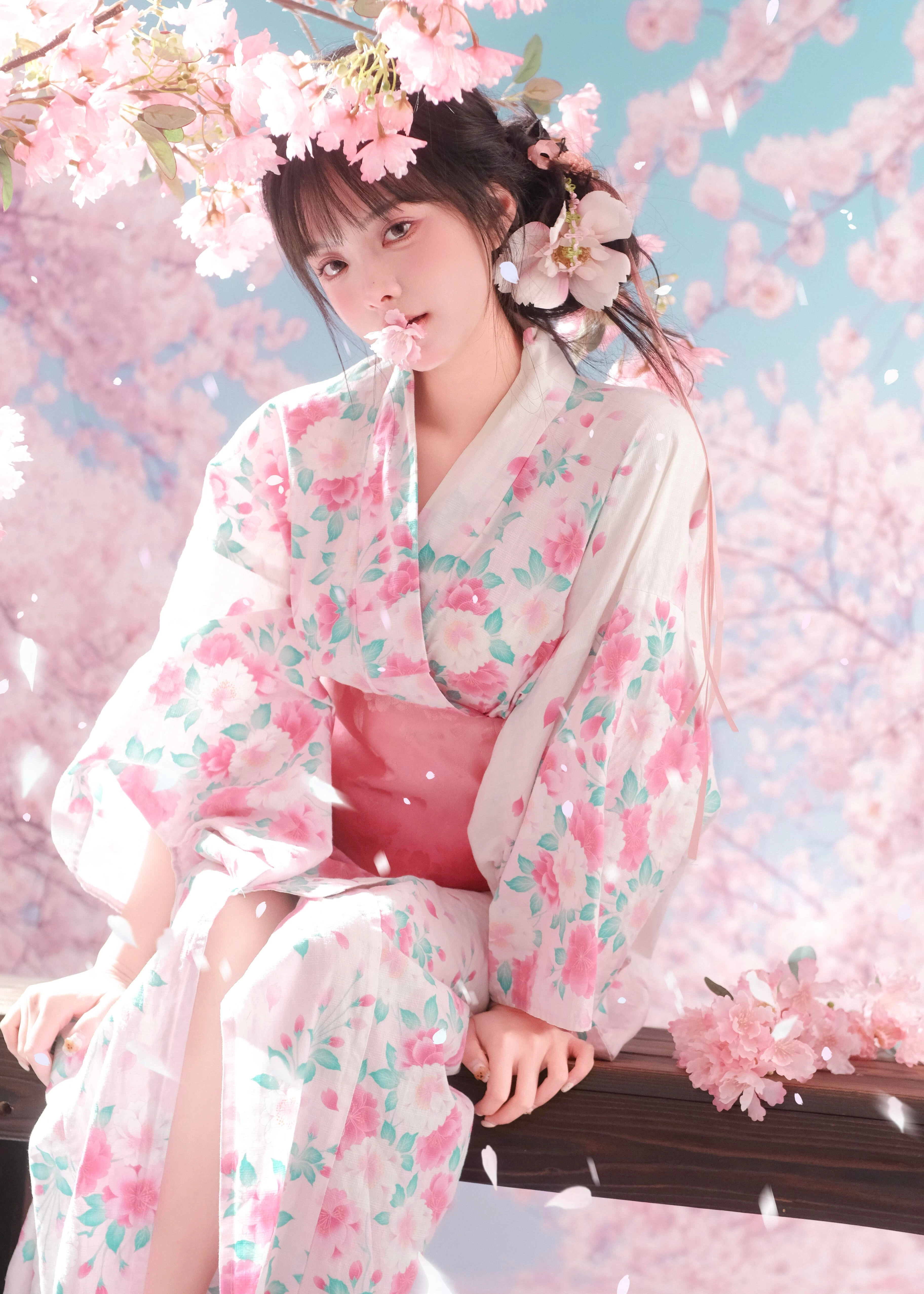 Women’s Modern Hanfu 2-Piece  Kimono Set Pink Sakura | HANFUBAO