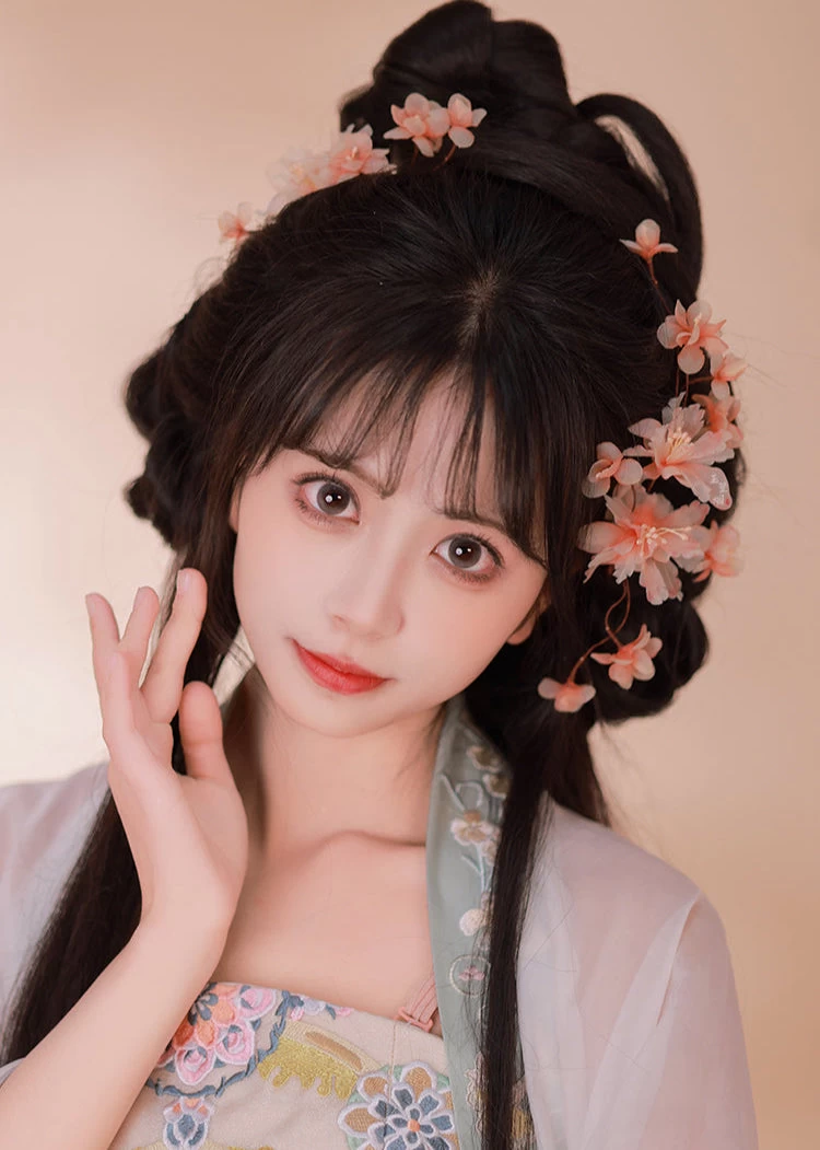 Women’s 2-Piece Apricot Blossom Yarn Flower Hanfu Hair Clips | HANFUBAO