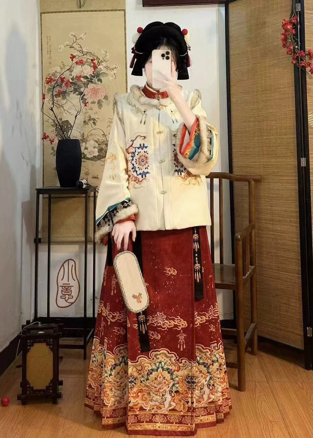 Women’s Plus Size 3-Piece Daily Hanfu Set Top Skirt Vest| HANFUBAO