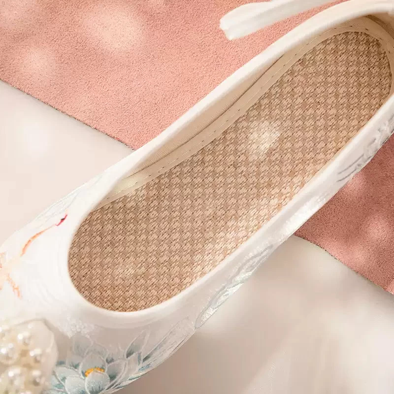 Women Chinese Hanfu Floral Embroidered Canvas Shoes for Daily Wear | HANFUBAO