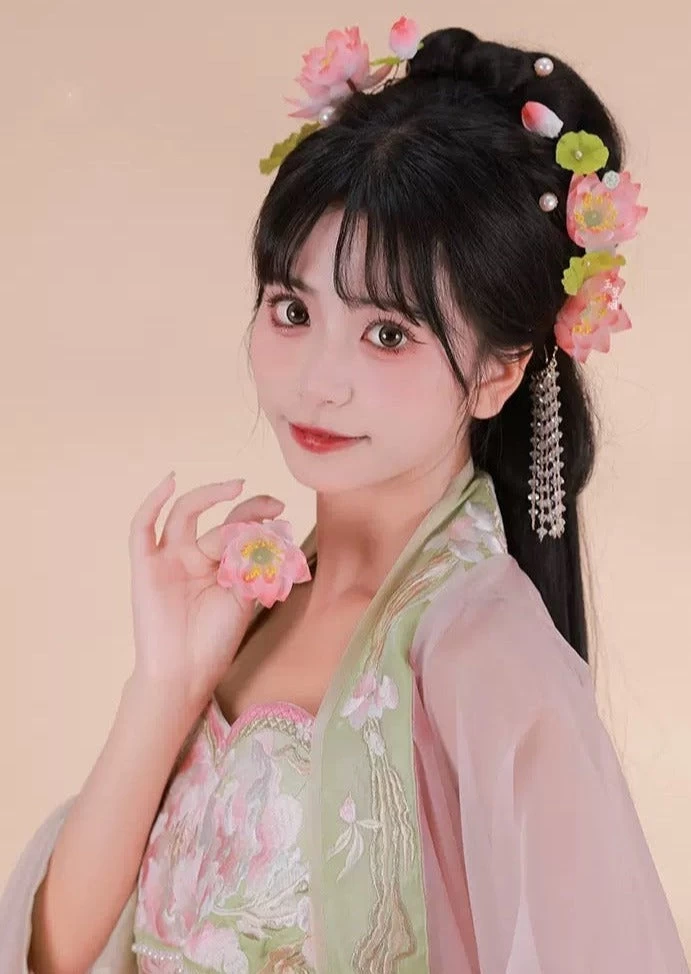 Lotus Fairy Flower Yarn Hair Clips for Hanfu Styling & Daily Wear | HANFUBAO