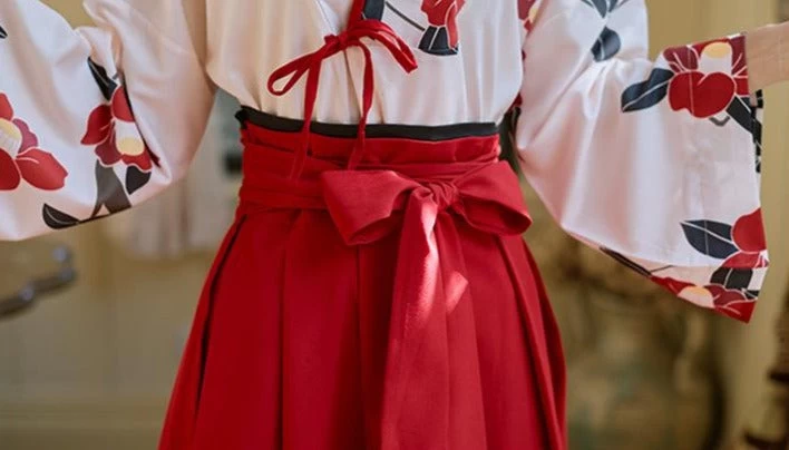 Women's Modern Daily Hanfu Set Black Camellia Print Plus Size | HANFUBAO