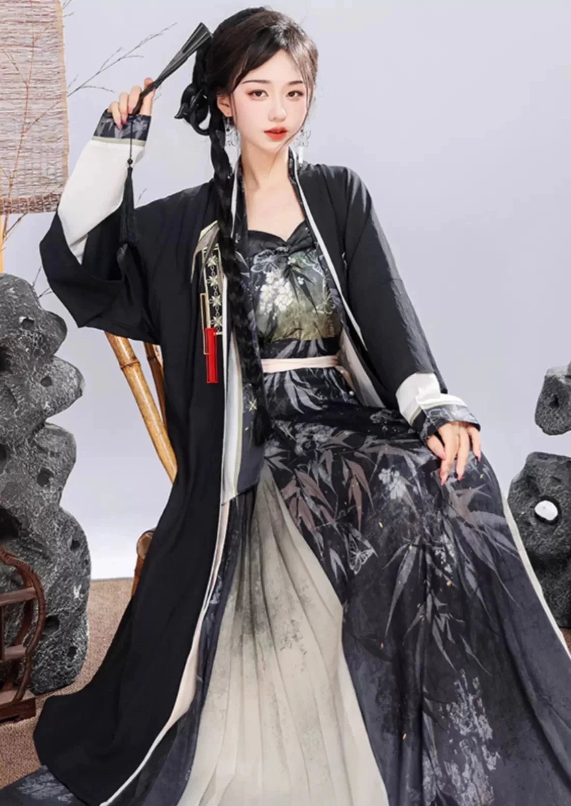 Women's Daily Hanfu 4-Piece Set Bamboo Print Plus Size | HANFUBAO