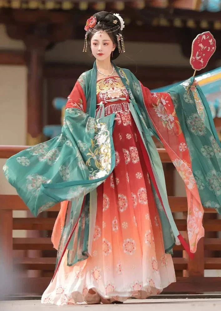 Women Modern Hanfu 3-Piece Embroidered Floral Set | HANFUBAO