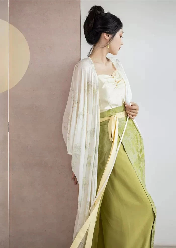 Women Modern 3-Piece Daily Hanfu Set, Artificial Cotton Blend | HANFUBAO