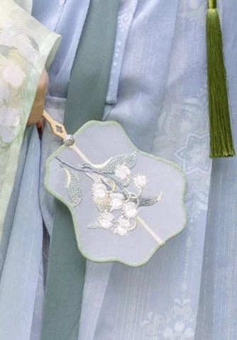 Women Bamboo Hand Fan 4-Color Valley Lily Embroidery Big 33cm| HANFUBAO