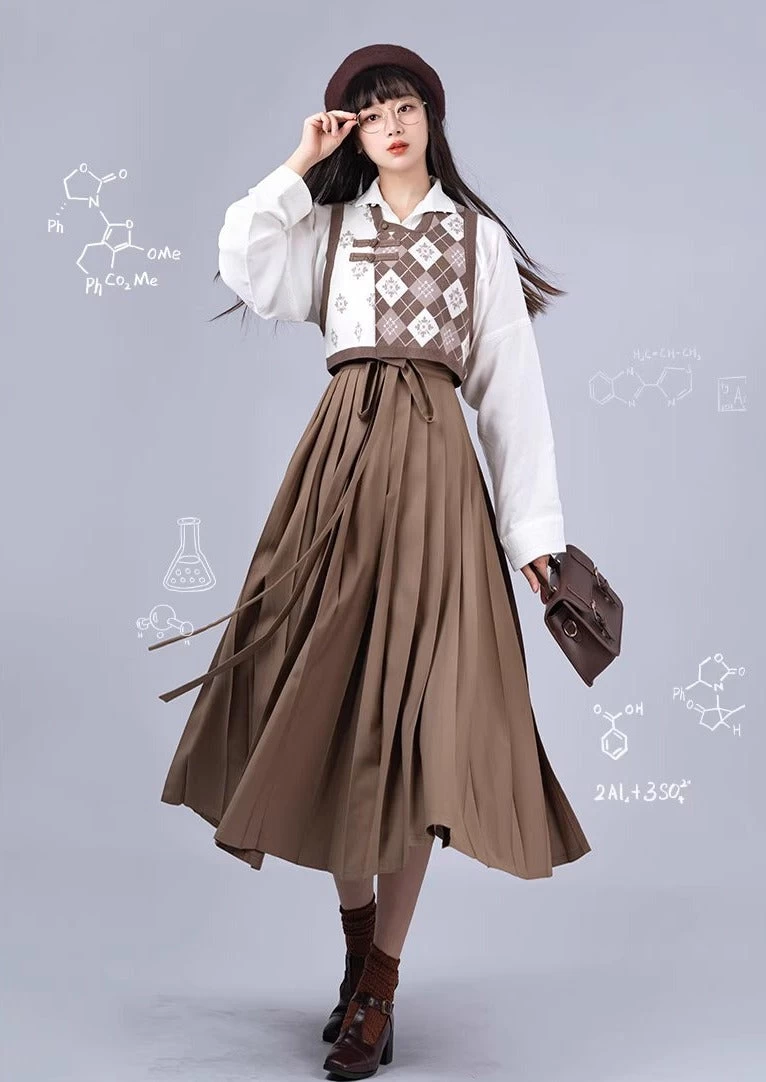 Women's Modern 3-Piece Hanfu Set  Blend Daily Wear | HANFUBAO