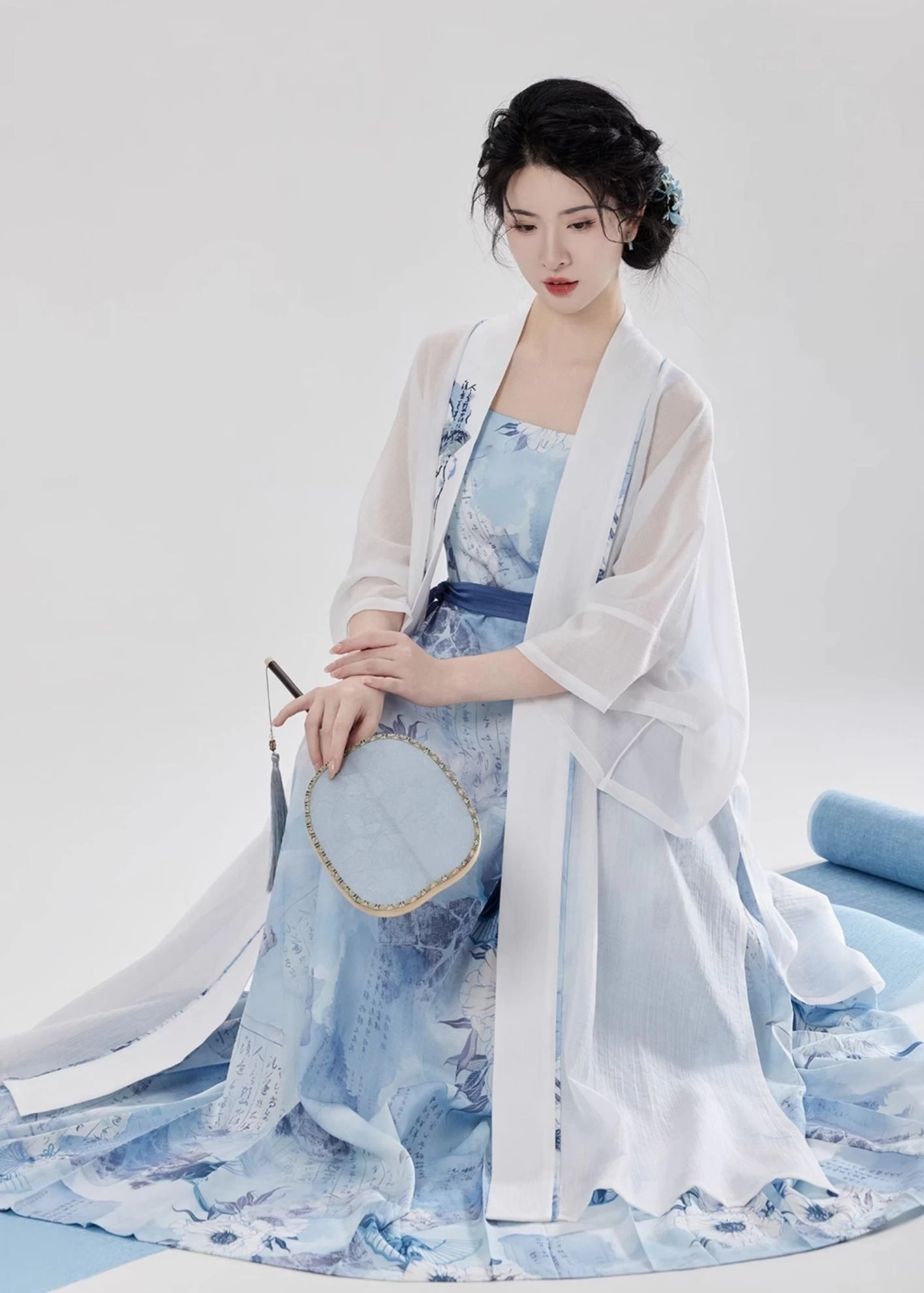 Women Modern Hanfu Chiffon 3-Piece Set Sunlit Frost | HANFUBAO