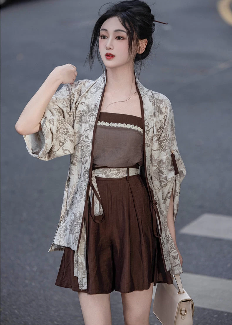 Women’s Daily Hanfu 4-Piece Pants Set Rayon-Linen Blend | HANFUBAO