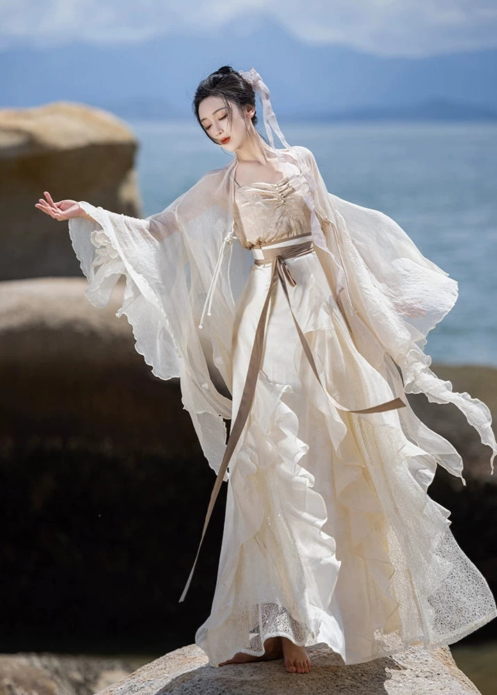 Women Modern 3-Piece Daily Hanfu Set  Skirt Outfit | HANFUBAO