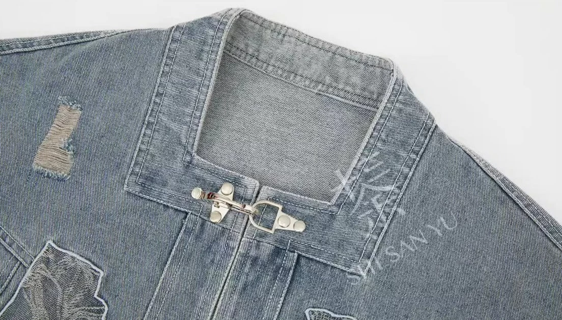 Women Denim Modern Hanfu 3-Piece Daily Set Indigo Blue | HANFUBAO