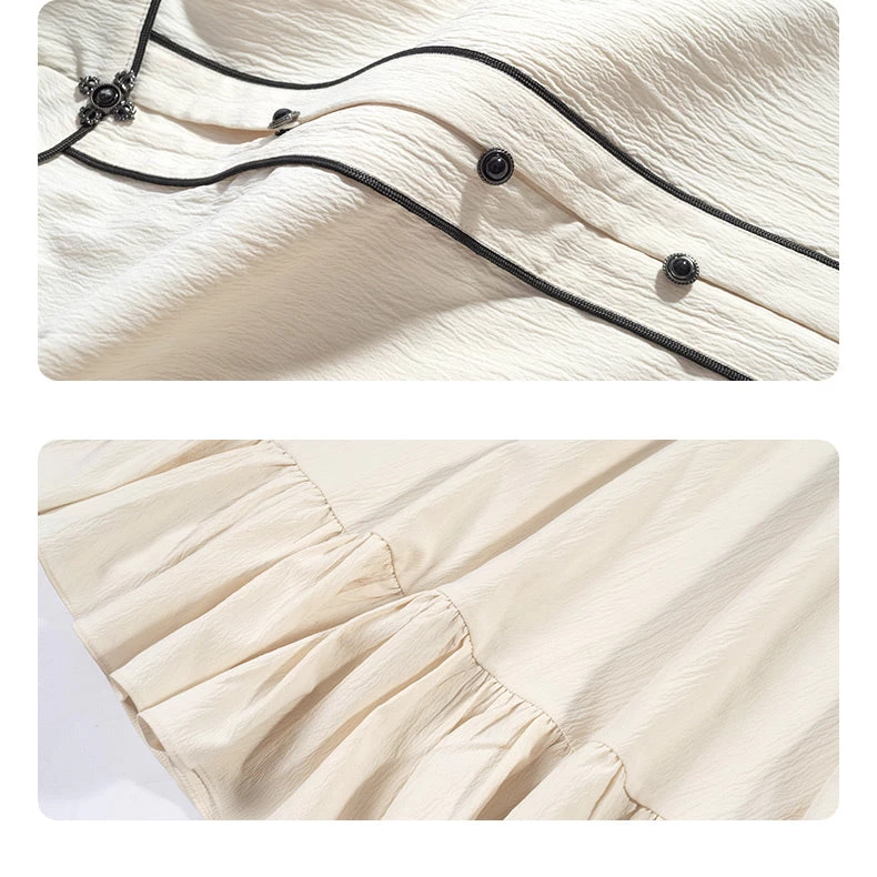 Women's Modern Hanfu Trench Coat Set White |  Blend | HANFUBAO