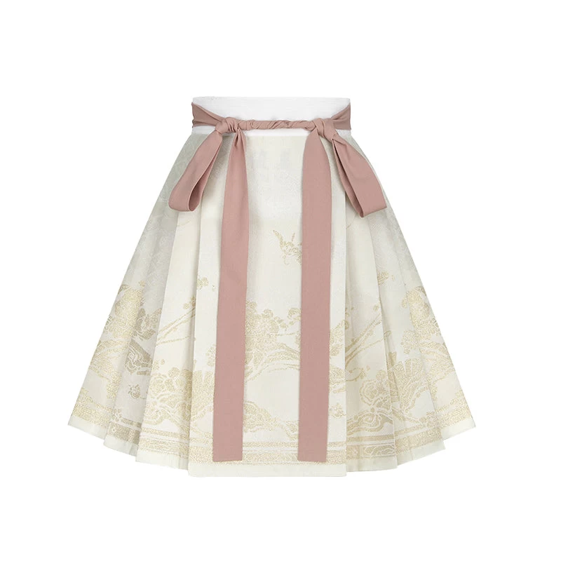 Women’s Daily Hanfu 2-Piece Shirt & Skirt Set Blue Iris Floral| HANFUBAO