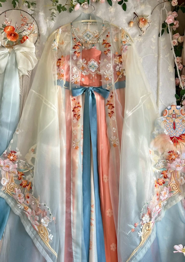 Women Tang Hanfu Chiffon Dress Set for Festival Daily Wear | HANFUBAO