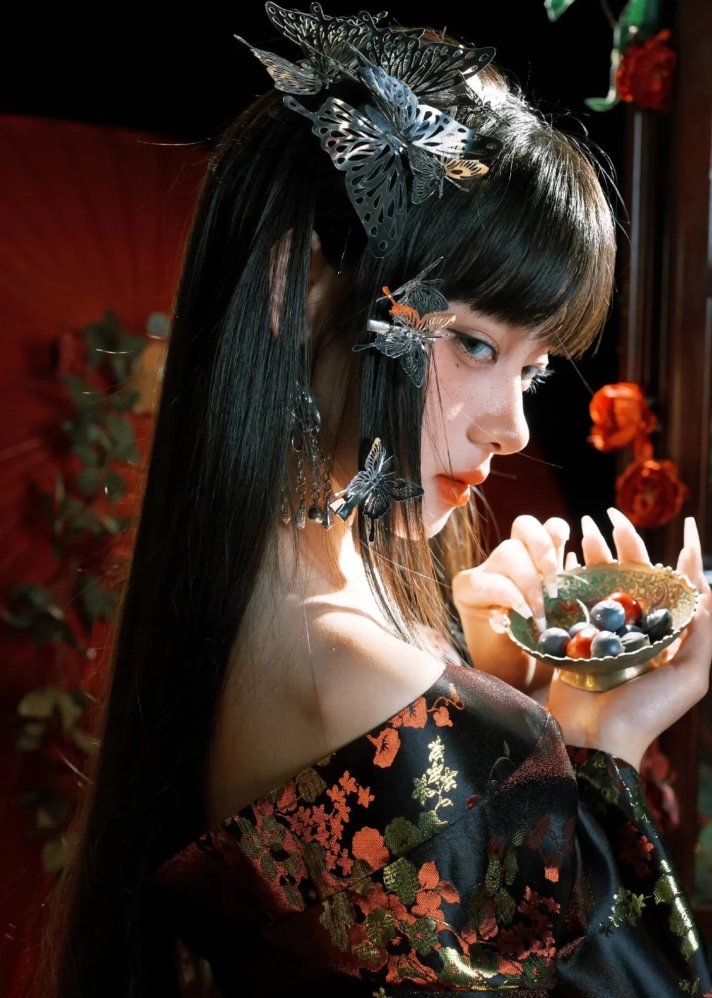 Women’s 2-Piece Daily Hanfu Kimono Set, Floral Pattern, 100%  | HANFUBAO