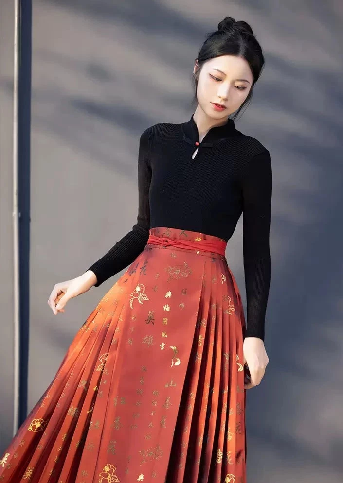 Women’s Daily Hanfu Ribbed Knit Mandarin Collar Top, 9 Colors | HANFUBAO