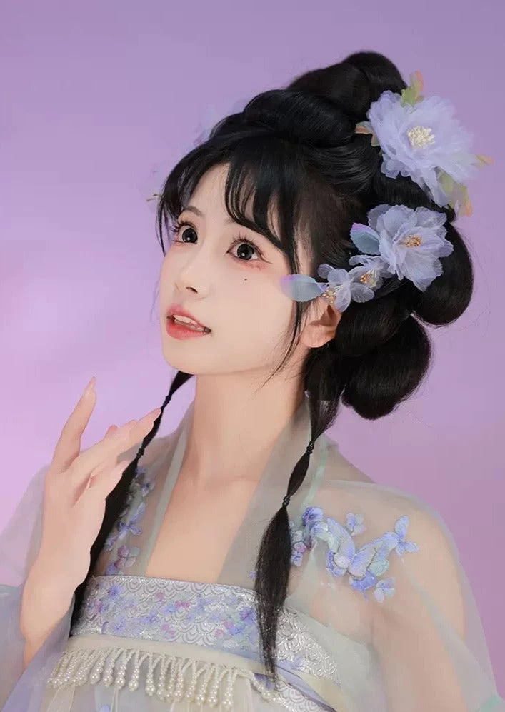 Women's Hanfu Hibiscus Yarn Flower Hair Pieces Pair | HANFUBAO