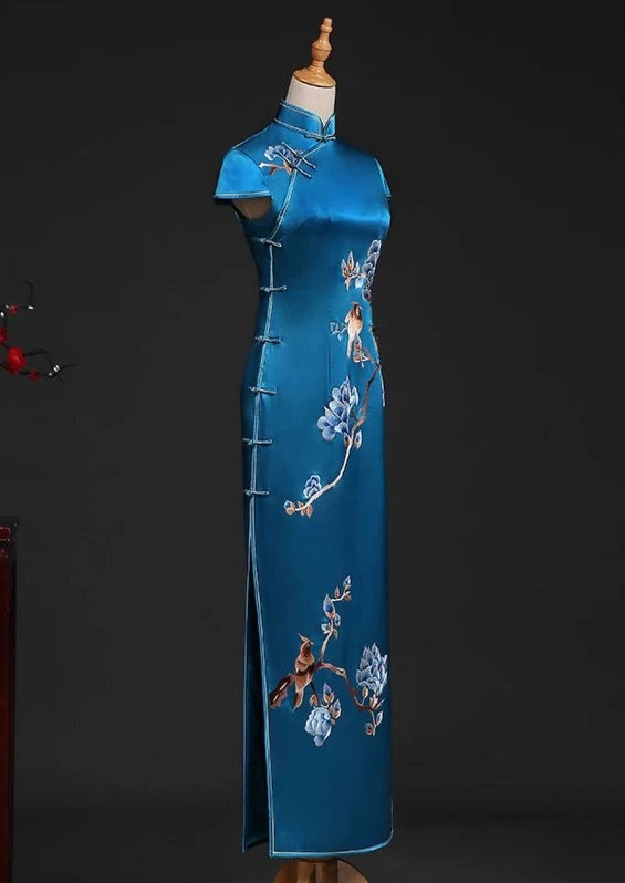 Women Silk Custom Made Magnolia Qipao Cheongsam Daily Party Wear| HANFUBAO