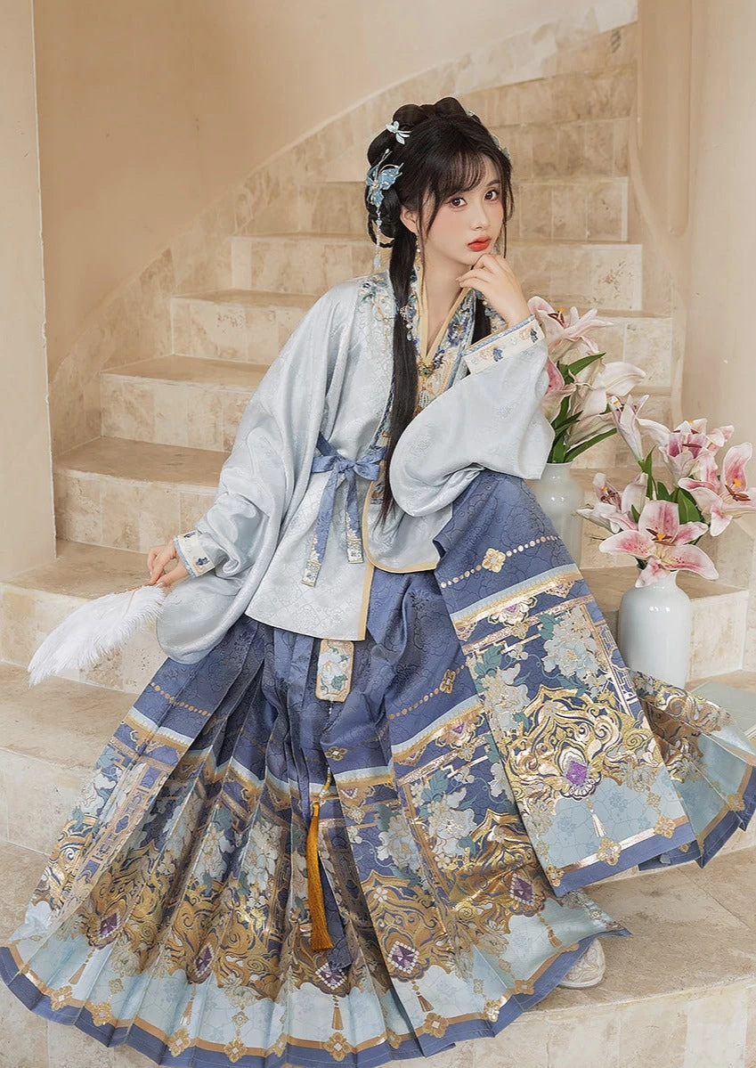 Women Modern Hanfu 2-Piece Ming Skirt Set Octagon Pattern | HANFUBAO