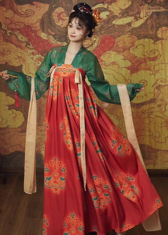 Women's 3-Piece Plus Size Chiffon Daily Hanfu Set (Spring Mist)| HANFUBAO