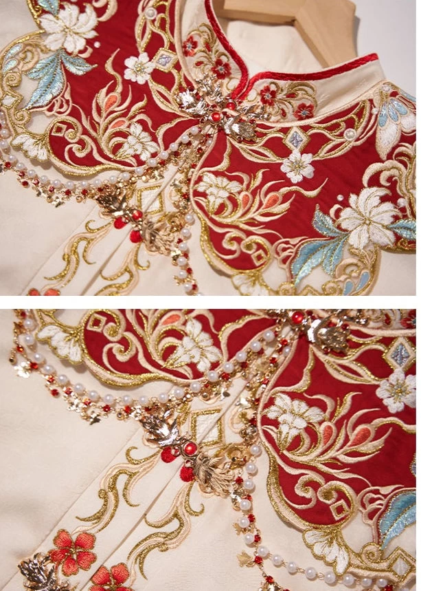 Women Modern Hanfu Wedding Set  Red Phoenix Embroidery Plus Size | HANFUBAO