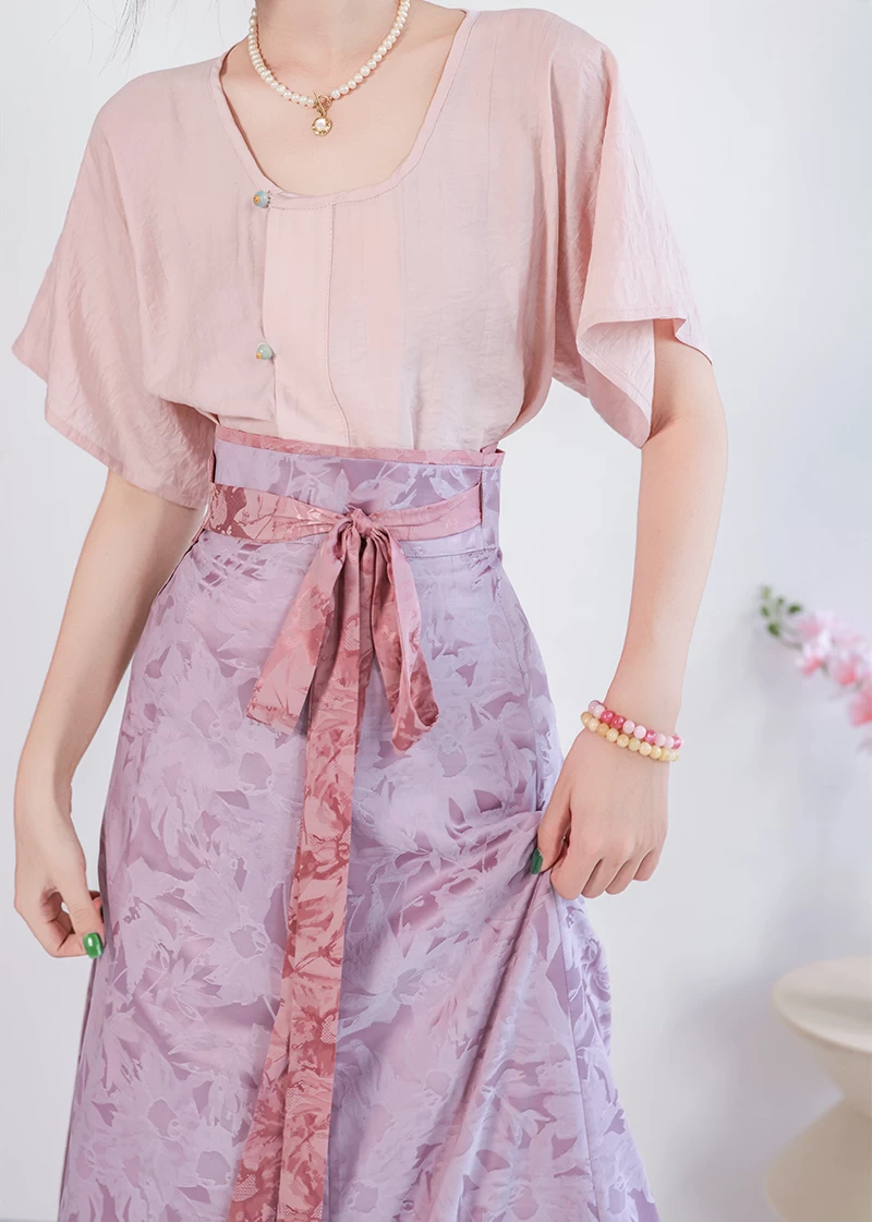 Women Daily Hanfu Top & Skirt 3-Color Set, Viscose Blend| HANFUBAO