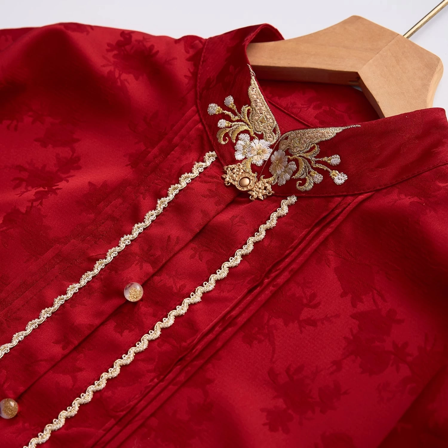 Women's 5-Piece Modern Wedding Hanfu Set, Embroidered Skirt & Jacket | HANFUBAO