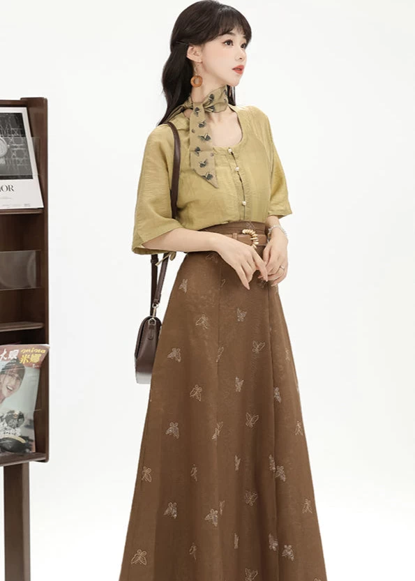 Women Modern Daily Hanfu 3-Piece Set Moonlight Floral | HANFUBAO