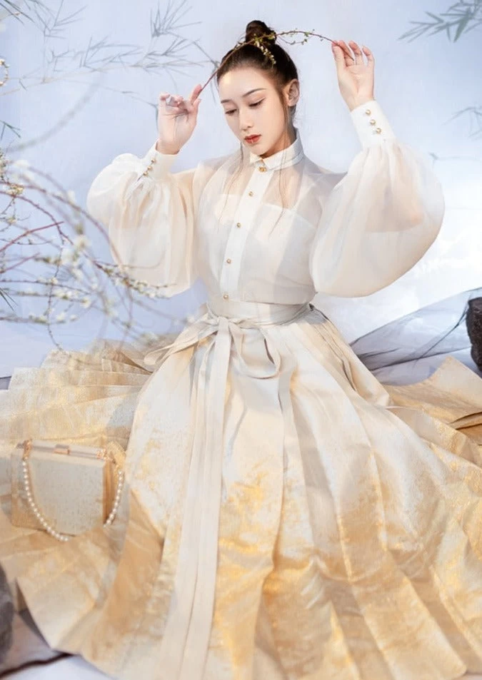 Women Modern Daily Hanfu Blouse White 100%  | HANFUBAO