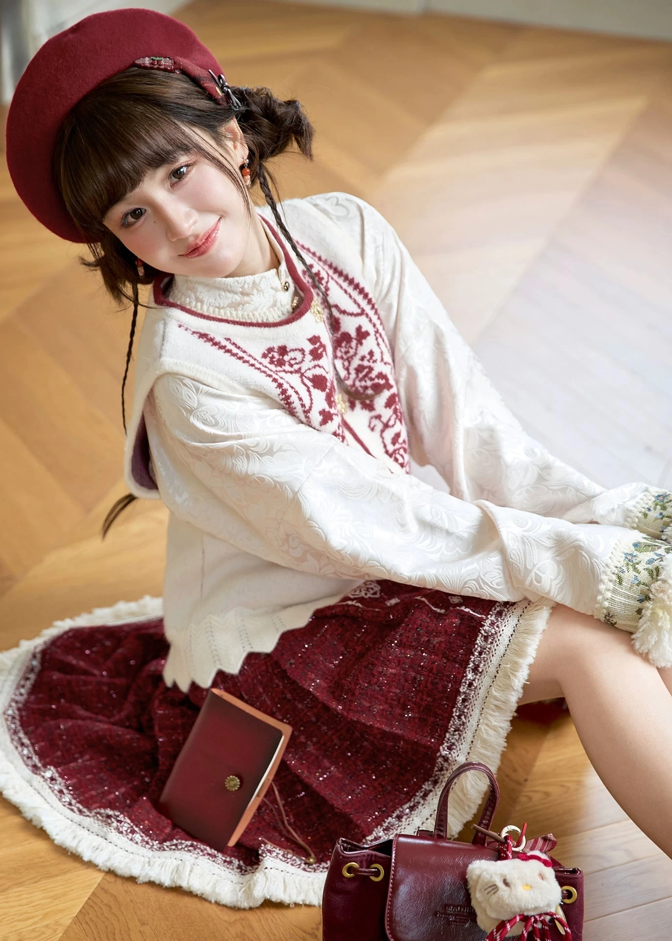 Unisex 3-Piece Modern Hanfu Set, Fortune Flower Embroidered| HANFUBAO