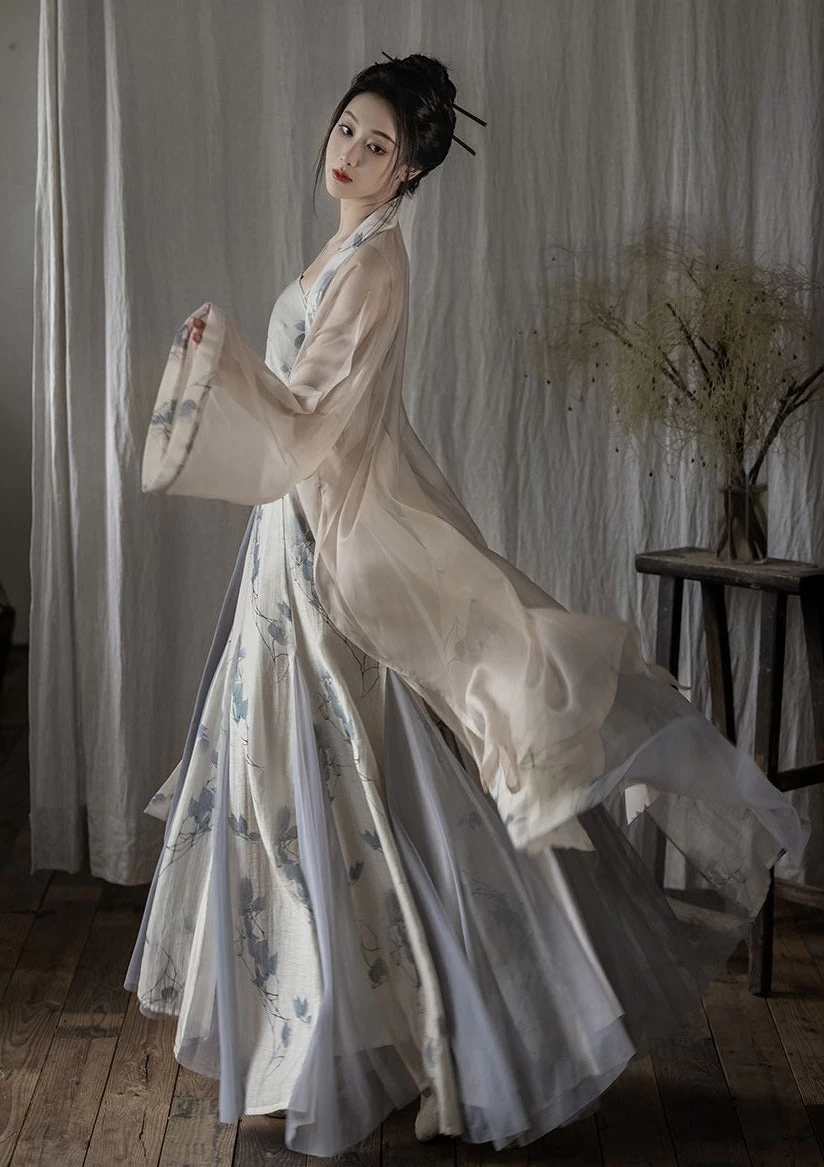 Women Daily Hanfu 3-Piece Set Modern Gray Lyocell Blend | HANFUBAO