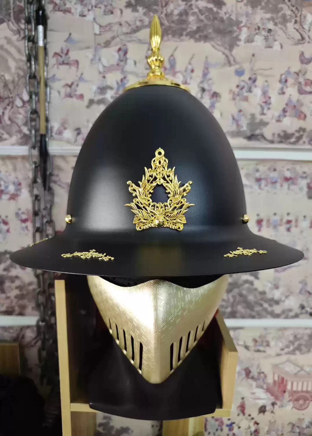 Unisex Ming Dynasty Iron Flying Fish Helmet Cosplay Costume Accessory | HANFUBAO