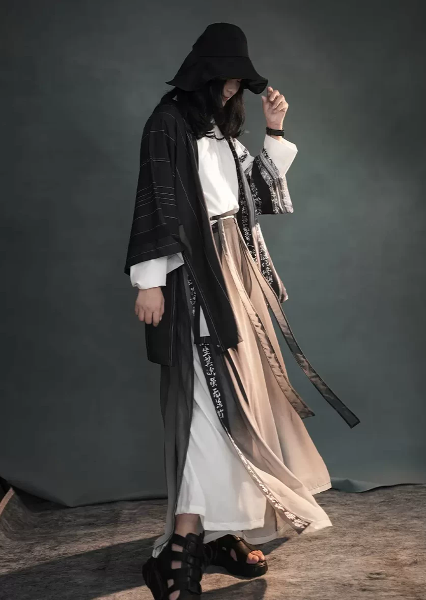 Unisex Modern Daily Hanfu Set, Orchid Print Polyester, Plus Size | HANFUBAO