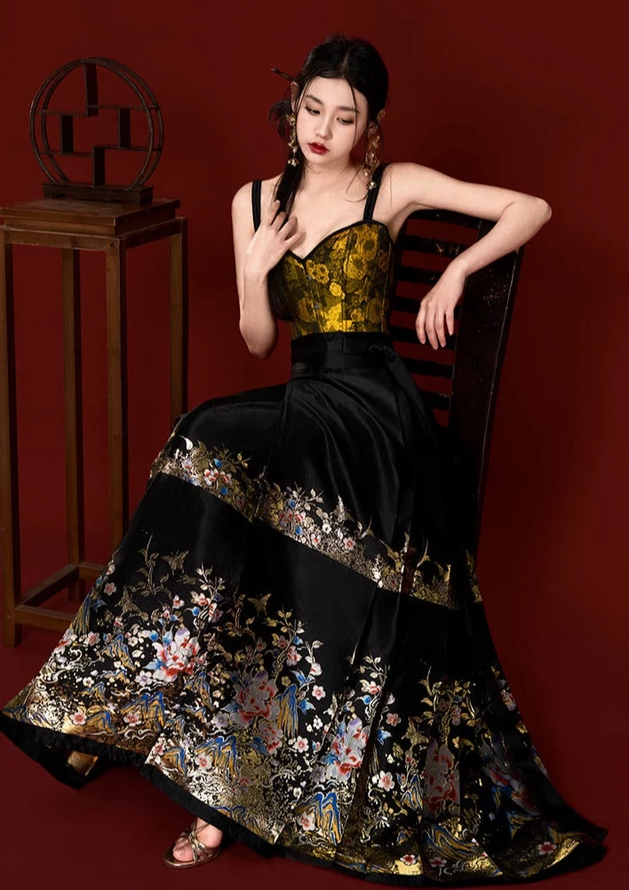 Women Modern Hanfu 2-Piece Top & MaMian Skirt Set Jiangshan Ru Hua | HANFUBAO