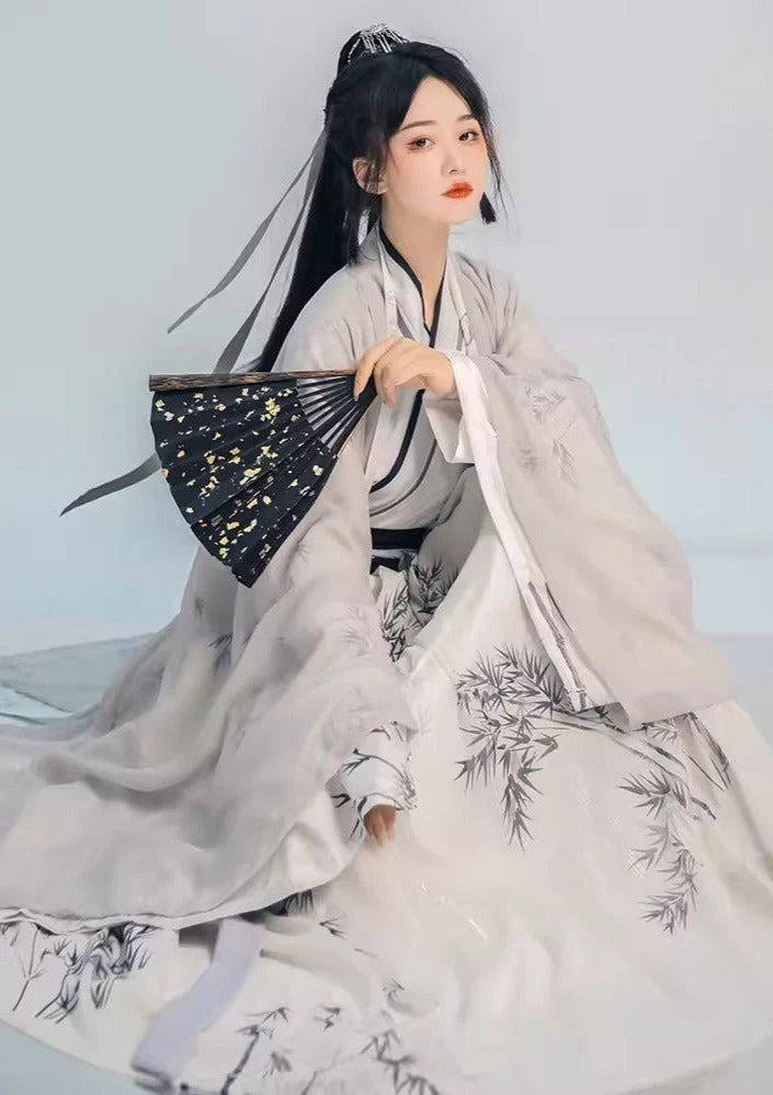 Unisex 4-Piece Bamboo Pattern Song Dynasty Hanfu Set | HANFUBAO