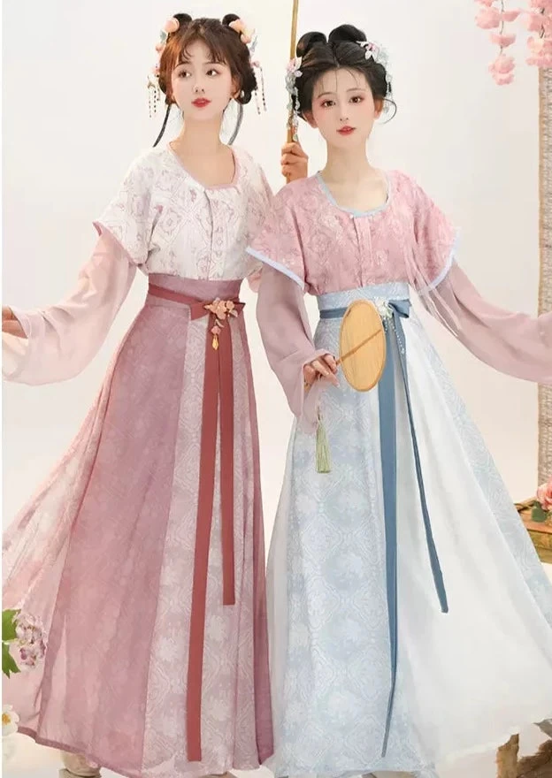 Women Modern Hanfu 3pc Artificial Silk Blend Set | Tang Spring HANFUBAO