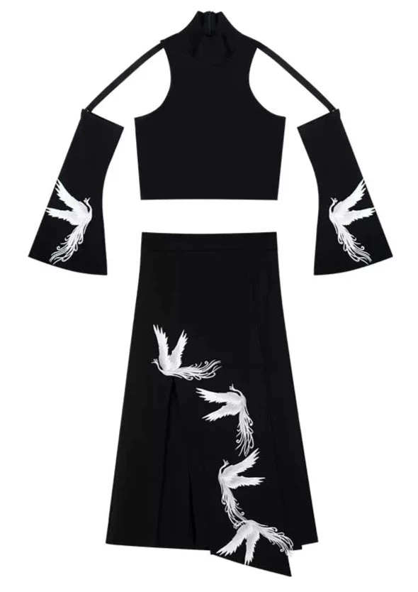 Women Modern Daily Hanfu 2-Piece Set Phoenix Embroidery Viscose Blend | HANFUBAO
