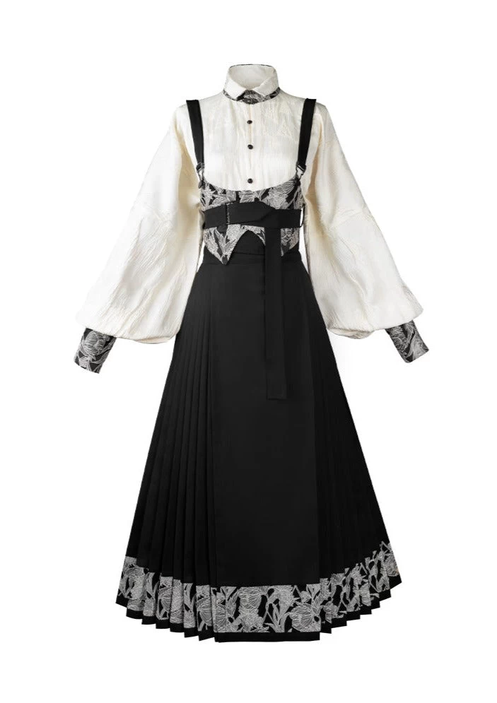 Women Modern Daily Hanfu Set Black | Lyocell-Cotton Blend | HANFUBAO