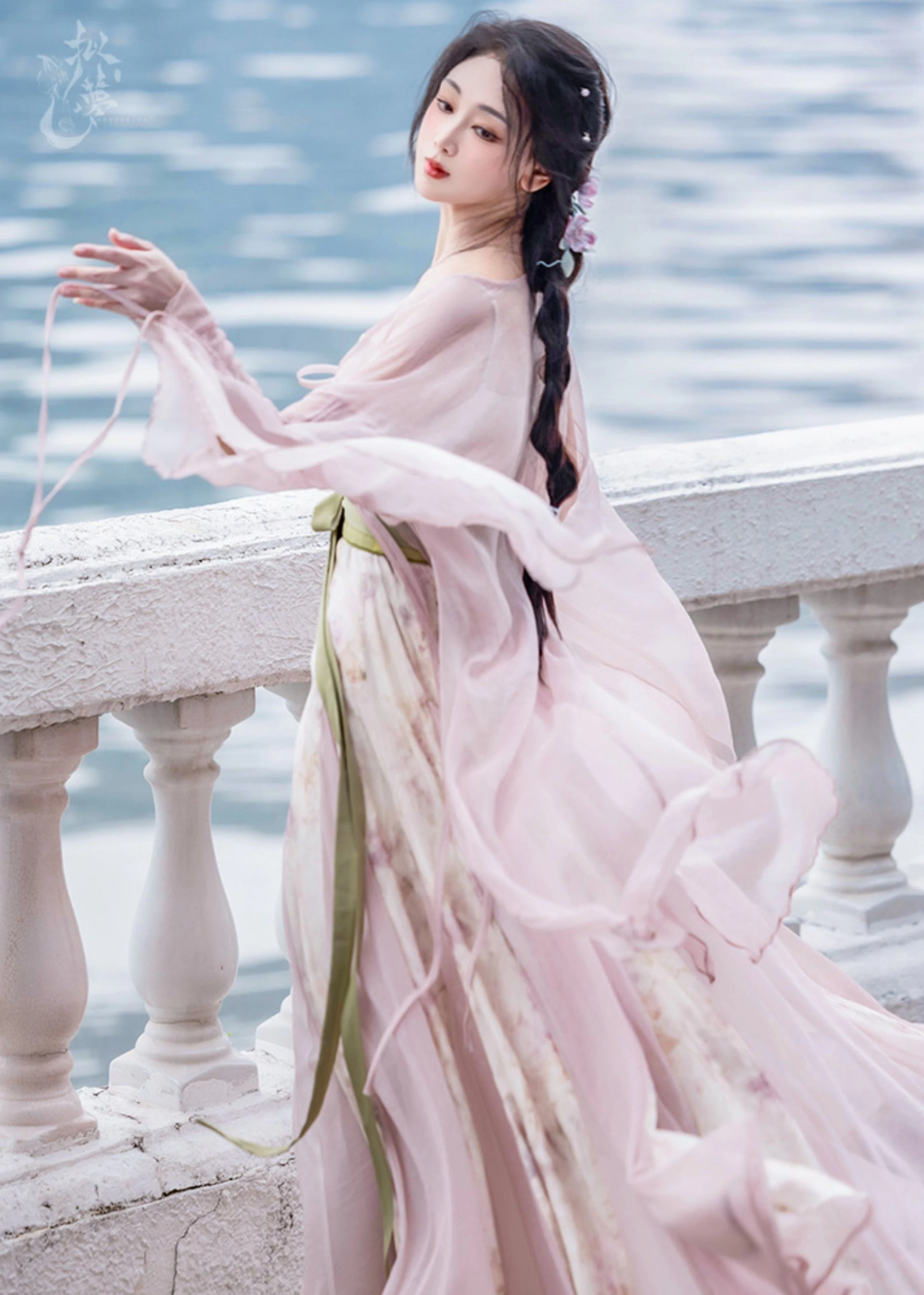 Women 3-Piece Daily Hanfu Set Viscose-Nylon Belted Dress | HANFUBAO