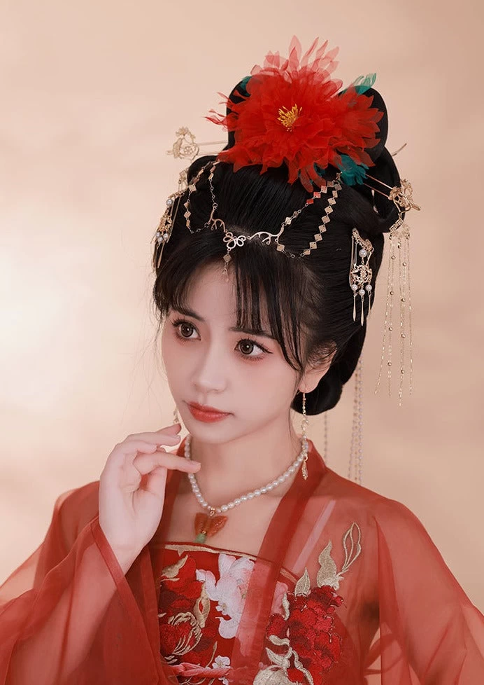 Women’s Yarn Peony Flower Hair Clip 25x18cm | HANFUBAO