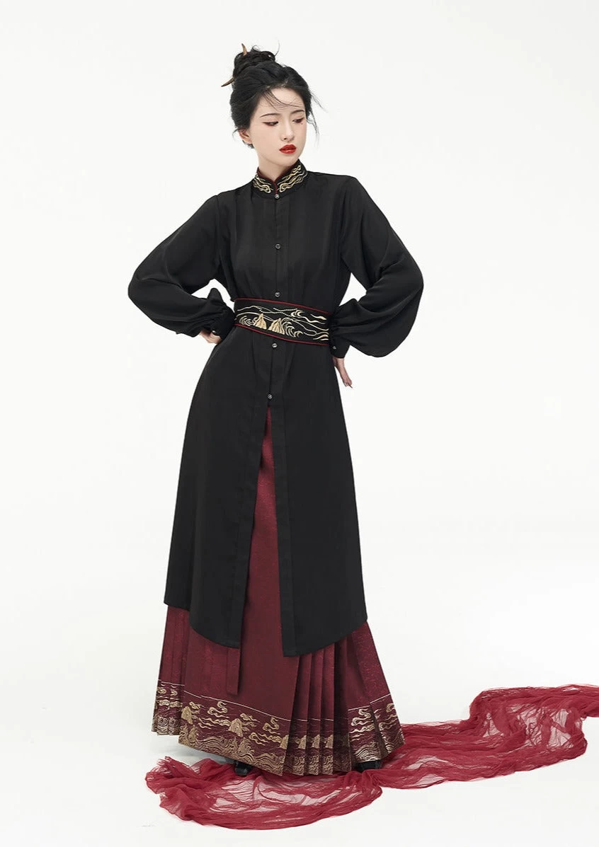 Women Modern 3-Piece Daily Hanfu Set with Belt, Lightweight Fabric | HANFUBAO