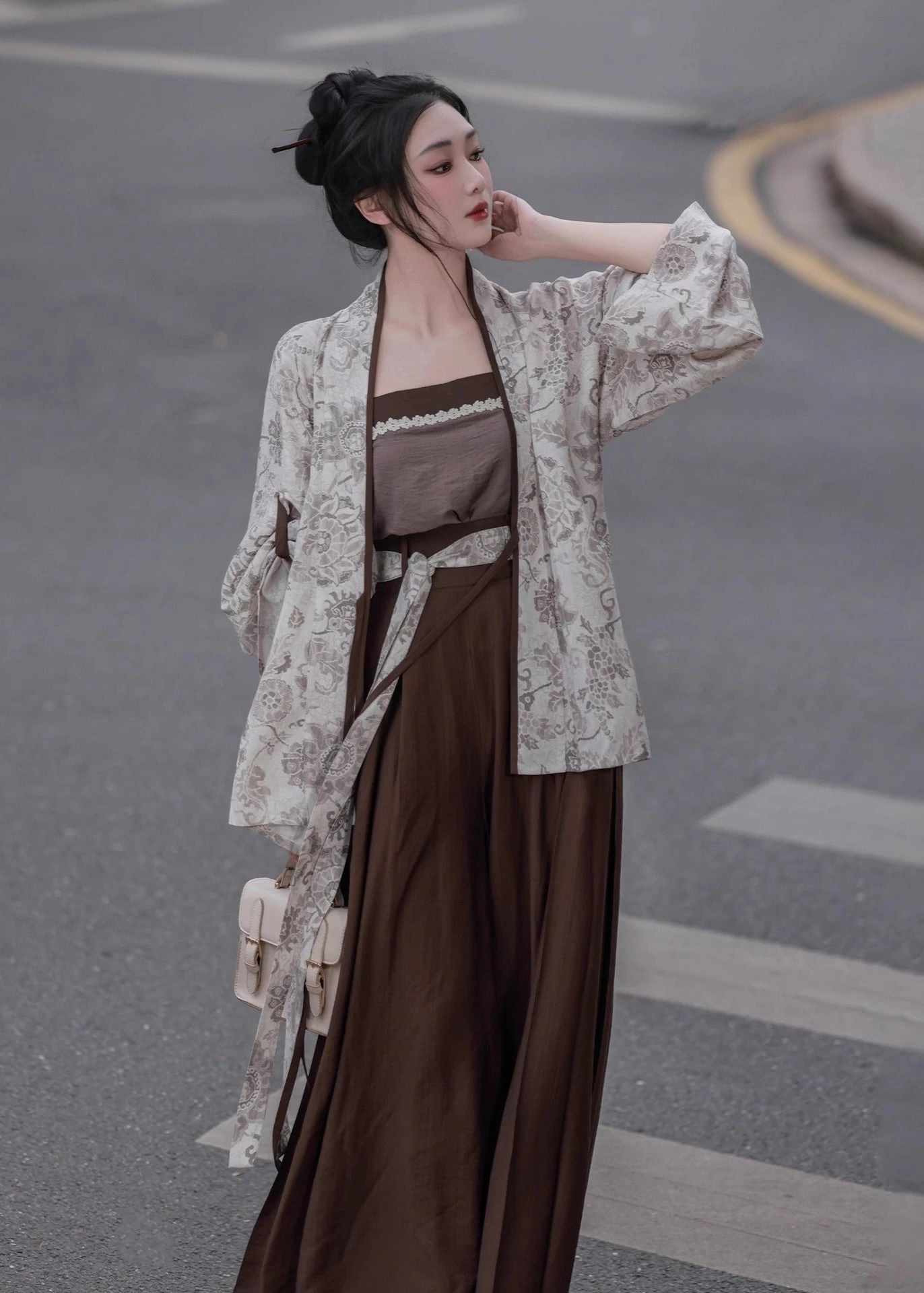 Women Modern Daily Hanfu 4-Piece Pants Set Fall Inkstone Rayon Linen | HANFUBAO