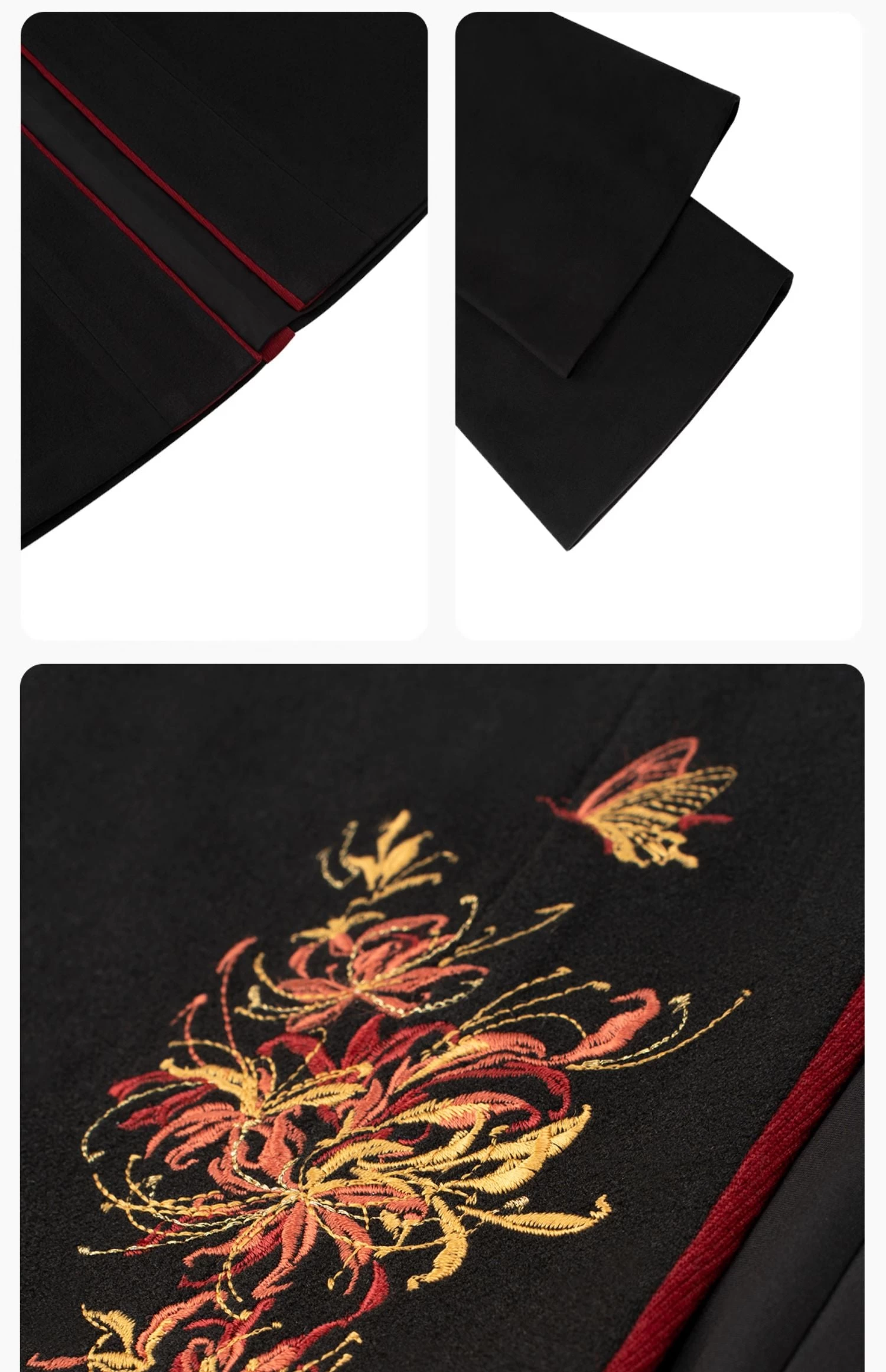 Women Modern 3-Piece Daily Hanfu Set Gold Lantern Flower Embroidered | HANFUBAO